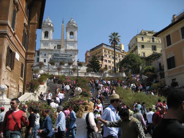 The Spanish Steps, as seen from Piazza di Spagna. Okay, so this landmark dates from the early 18th century, not the Renaissance. But much of the surrounding structures are older. 135 steps. We walked them. Both ways.
